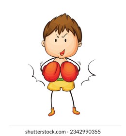 Boxeo con guantes de boxeo de fondo blanco. Ilustración vectorial.