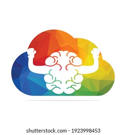 Boxing brain in cloud shape logo concept design. Cloud brain logo vector design.