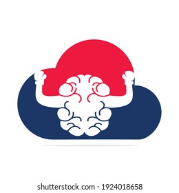 Boxing brain in cloud shape logo concept design. Cloud brain logo vector design.