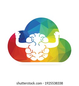 Boxing brain in cloud shape logo concept design. Cloud brain logo vector design.