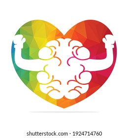 Boxing brain in heart shape logo concept design. Love brain logo vector design.