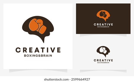 Boxing and Brain Logic logo design ideas. Creative vector illustration based icon template.	
