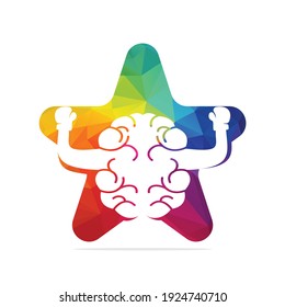 Boxing brain in star shape logo concept design. Star brain logo vector design.