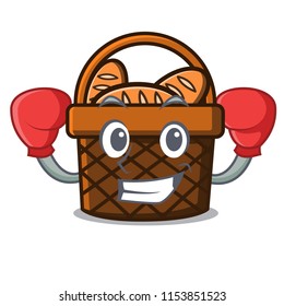 Boxing bread basket character cartoon