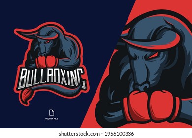 boxing bull mascot logo illustration