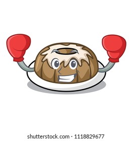 Boxing bundt cake character cartoon