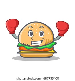 Boxing burger character fast food