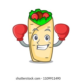 Boxing burrito character cartoon style
