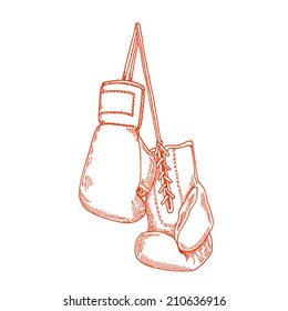 hanging boxing gloves sketch