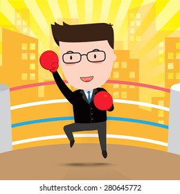 Boxing businessman character, Business concept, vector 10