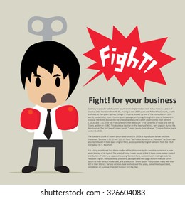 Boxing businessman character, cartoon concept vector illustration.