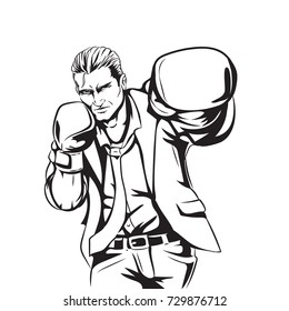 boxing businessman illustration