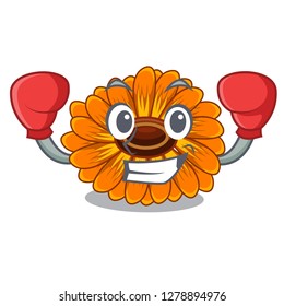 Boxing calendula flowers in the cartoon pots