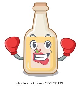 Boxing cartoon apple cider in a glass