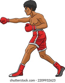 Boxing Cartoon Colored Clipart Illustration