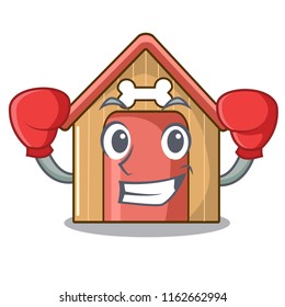 Boxing cartoon funny dog house with dish