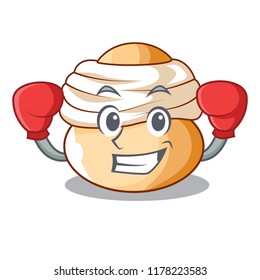 Boxing cartoon semla bun with almond paste