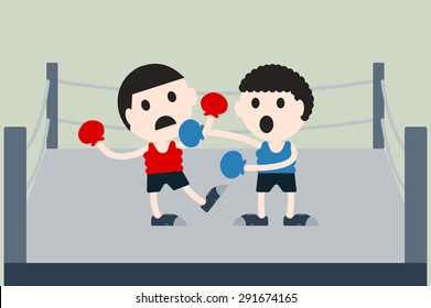 boxing cartoon vector, boxer are box opponents on boxing ring