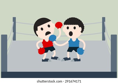 boxing cartoon vector, boxer are box opponents on boxing ring