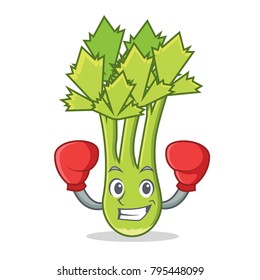 Boxing Celery Character Cartoon Style