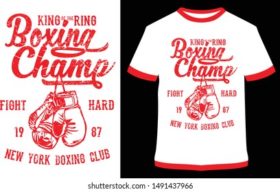 Boxing Champ, Champing League - Vector Graphics Typographic Design For Poster, Label, Badge, Logo, Icon Or T-shirt