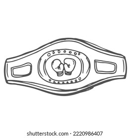 Boxing Champion Belt Sketch In Doodle Style