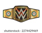 boxing championship belt with two letters "W"