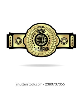 boxing championship belt with two letters WORLD CHAMPION svg