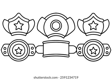 Boxing championship line art creative design