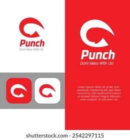 Ideia de design de logotipo do campeonato de boxe - Punch, arte marcial, Clube de luta e design de logotipo de energia