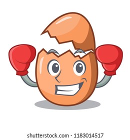 Boxing character broken egg on floor cartoon