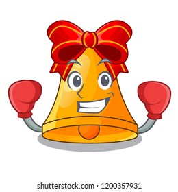 Boxing character christmas gold bells with holly