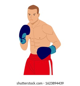 Boxing character, flat design vector illustration