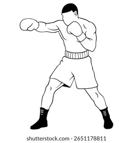 Boxing  Character Outline Illustration Fighter Digital Drawing Line art
