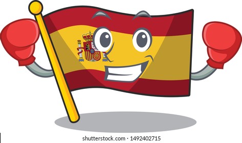 Boxing character spain flags formed with cartoons