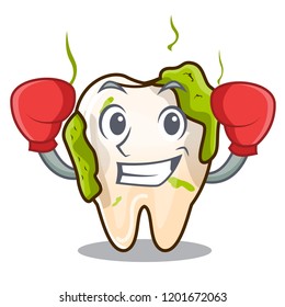 Boxing character unhealthy decayed teeth before rehabilitation