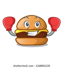 Boxing cheese burger isolated on a mascot