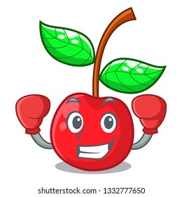 Boxing cherry fruit in a mascot basket