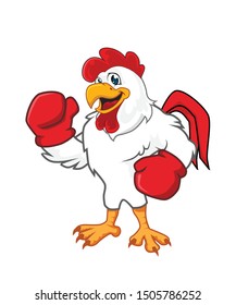 Boxing chicken in mascot vector