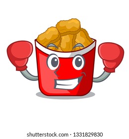 Boxing chicken nuggets isolated with the character