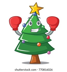 Boxing Christmas tree character cartoon