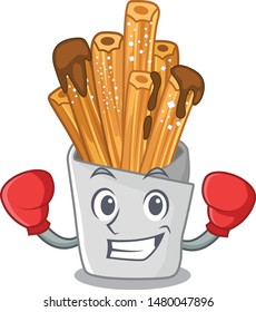 Boxing churros with in the cartoon shape