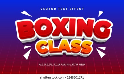 Boxing class 3D editable text style effect. Boxing class text effect suitable for gym and fitness center