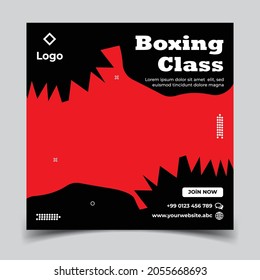 Boxing Class Social Media Post, Boxing Day Web Banner Of Square Flyer Vector Template