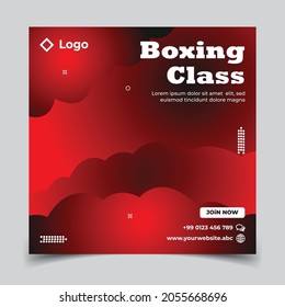 Publicación en medios sociales de la Clase Boxing, Banner web del Día de boxeo de la plantilla Vector de volante cuadrado