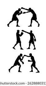 Boxing Clip Art Silhouette Collection, Boxing Sport Isolated Equipment, Boxing Clip Art Silhouette Set.