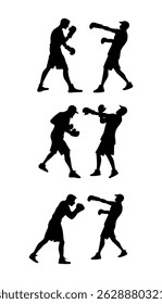 Boxing Clip Art Silhouette Collection, Boxing Sport Isolated Equipment, Boxing Clip Art Silhouette Set.