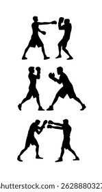 Boxing Clip Art Silhouette Collection, Boxing Sport Isolated Equipment, Boxing Clip Art Silhouette Set.