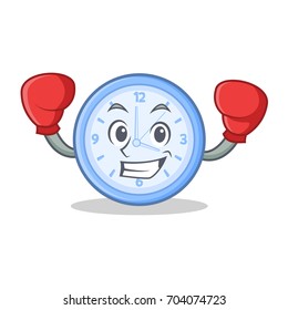 Boxing clock character cartoon style