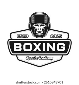 Boxing club academy logo emblem vector design monochrome